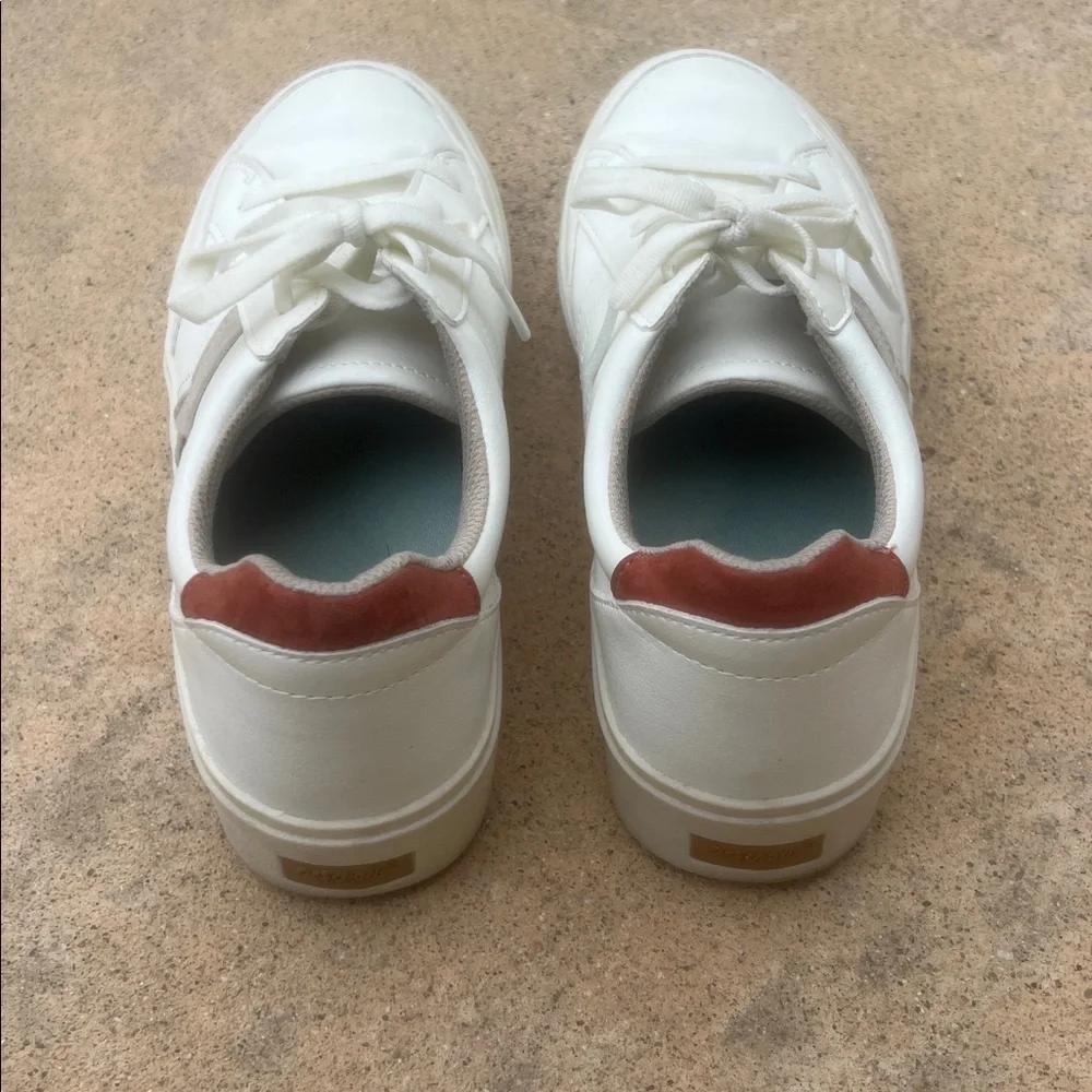 Dr. Scholl's Madison Casual White/Taupe Lace-up Sneakers Women's Size 9